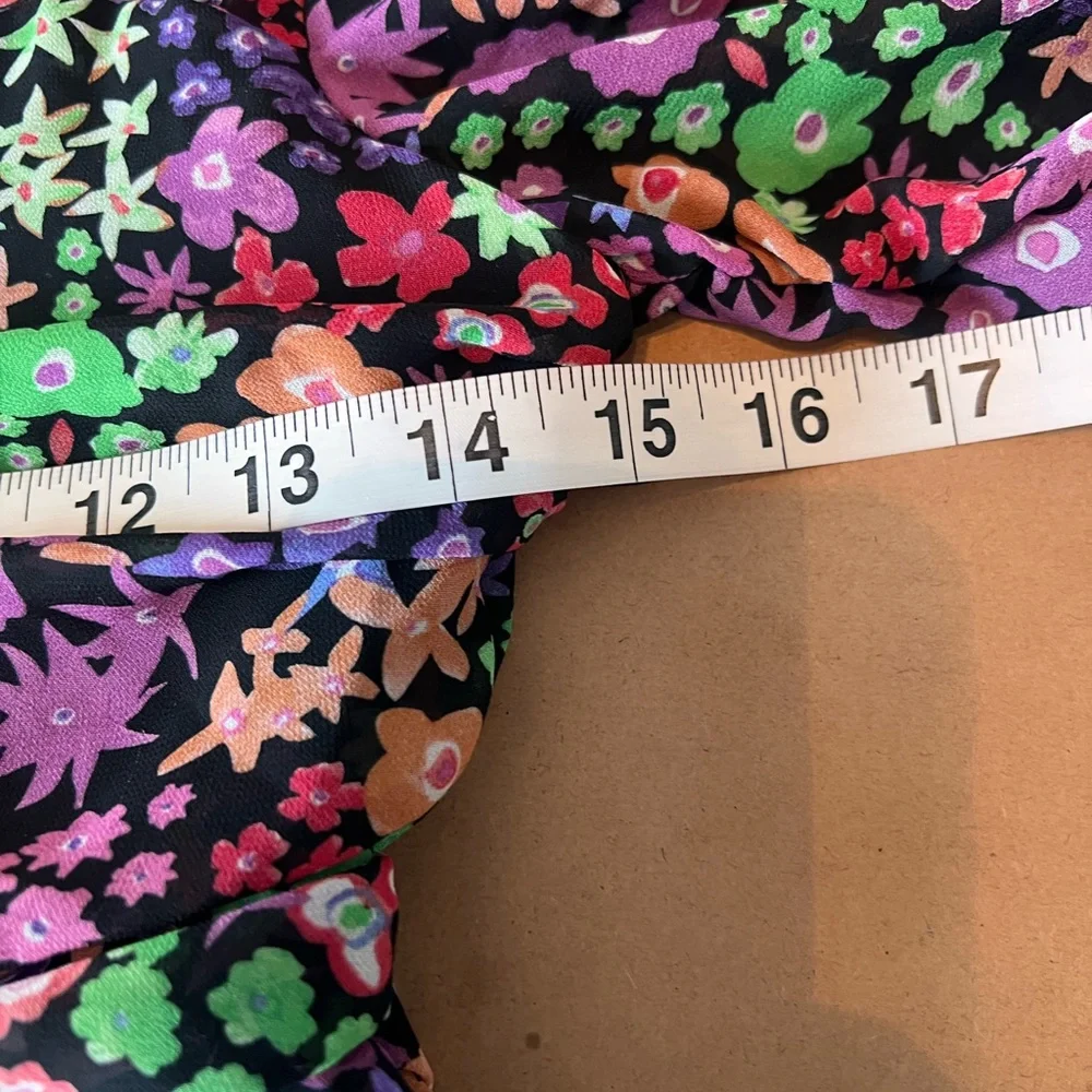 NWOT Zara Floral Ruched Minidress Sweetheart Neck size Extra Small